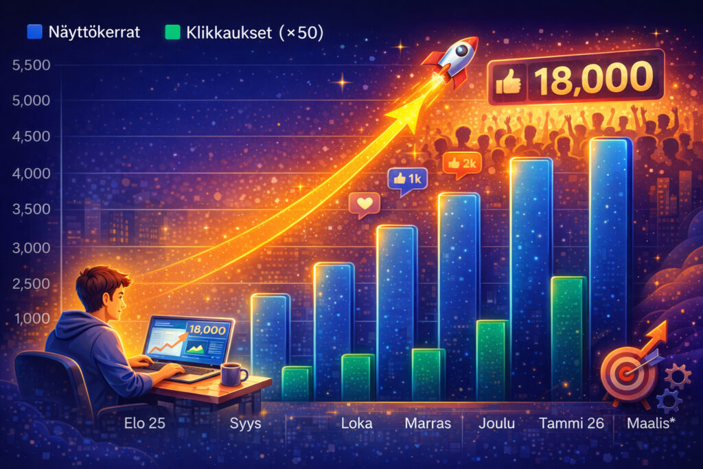 Tekoälysisällöllä nollasta 18 000 näyttökertaan 7 kuukaudessa